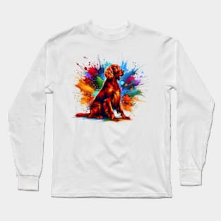 Vibrant Irish Setter in Colorful Splash Art Long Sleeve T-Shirt